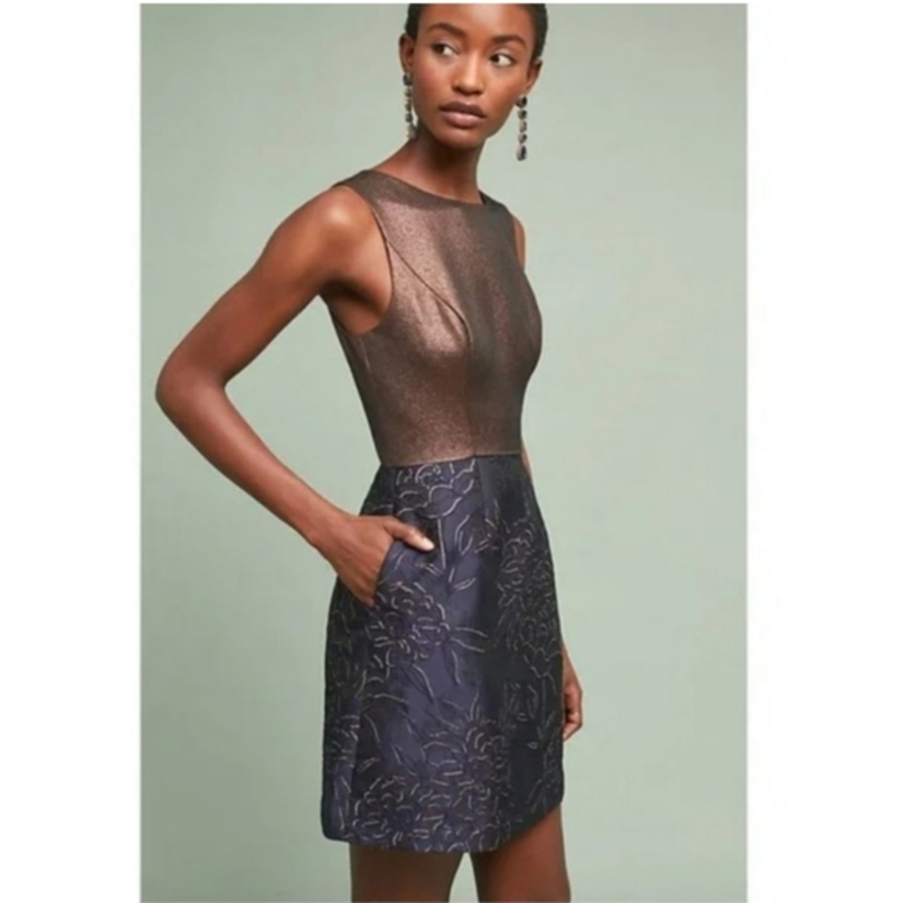 NWT Anthropologie Hutch Lina Metallic Jacquard Cocktail Dress
